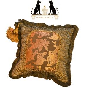 Decorative Accent Pillow - Gold and Green- The Green Orchestration - Luxury